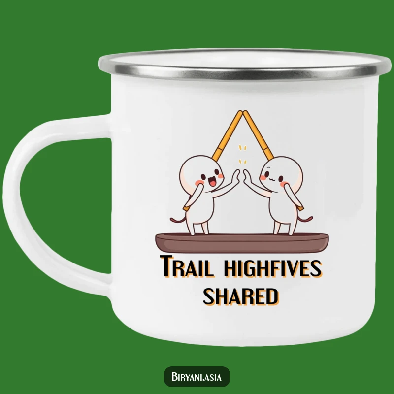Funny Chopsticks High-Five Camping Mug: Adventure Fuel with Playful Mealtime Spirit