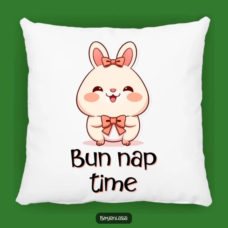 Funny Bao Bun Bow Pillow - Cozy Rosy Cheeks Decor