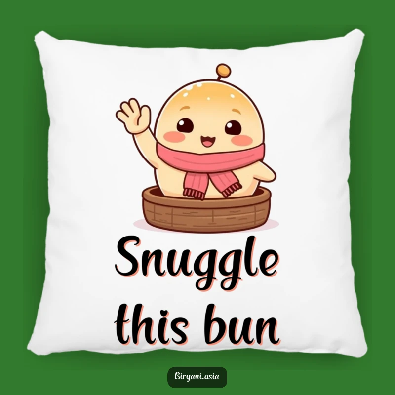 Funny Happy Steamed Bun Pillow: Cozy Comfort with Waving Foodie Friend
