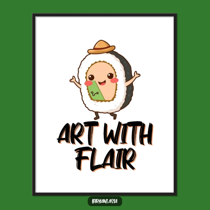 Funny Sushi Tap Dancer Digital Art - Whimsical Hat Roll Print