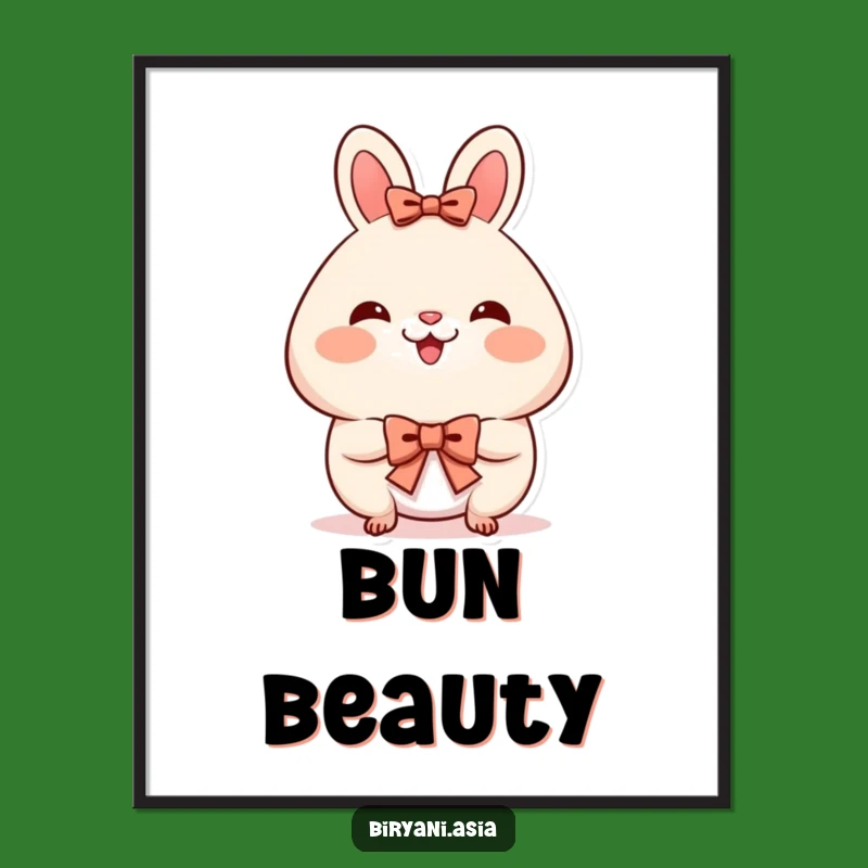 Funny Bao Bun Bow Digital Art - Smiling Cheeks Cute Print