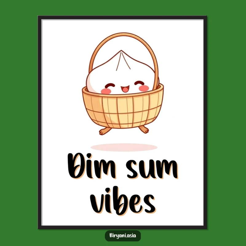 Funny Dim Sum Hopper Digital Art - Whimsical Basket Print