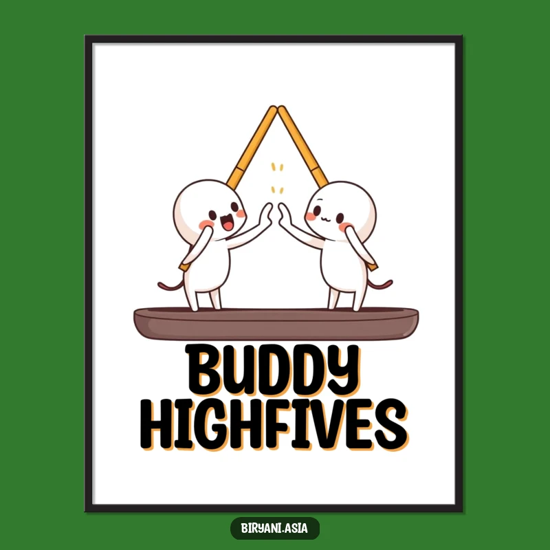 Funny Chopsticks High-Five Digital Art: Instant Playful Celebration for Your Walls