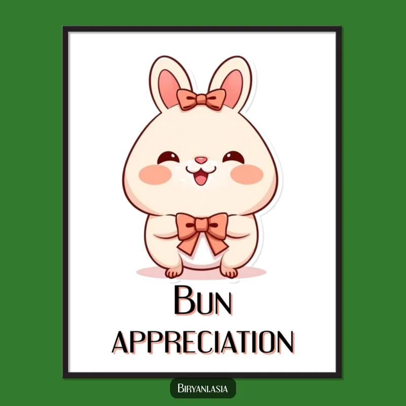 Funny Bao Bun Bow Poster - Smiling Cheeks Cute Art Print