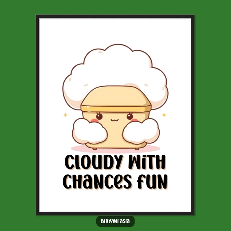 Funny Giggling Bento Box Poster: Whimsical Cloud Art for a Cheerful Space
