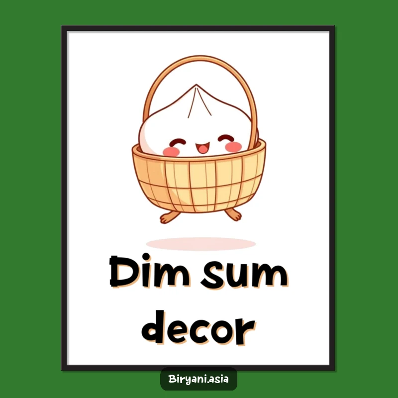 Funny Dim Sum Hopper Poster - Whimsical Basket Art Print