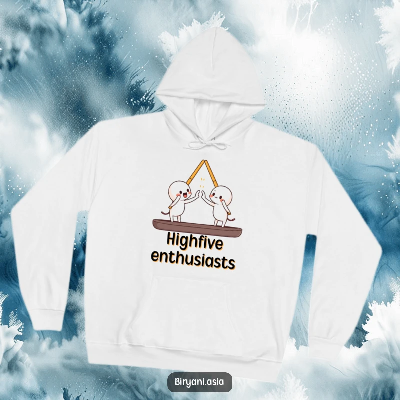 Funny chopsticks high-fiving each other, a cozy and humorous hoodie design.