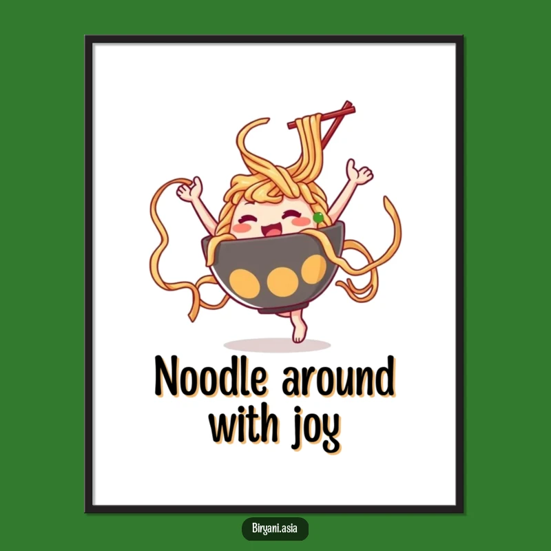 Free Printable Ramen Wall Art: Dancing Noodle Bowl Downloadable Decor