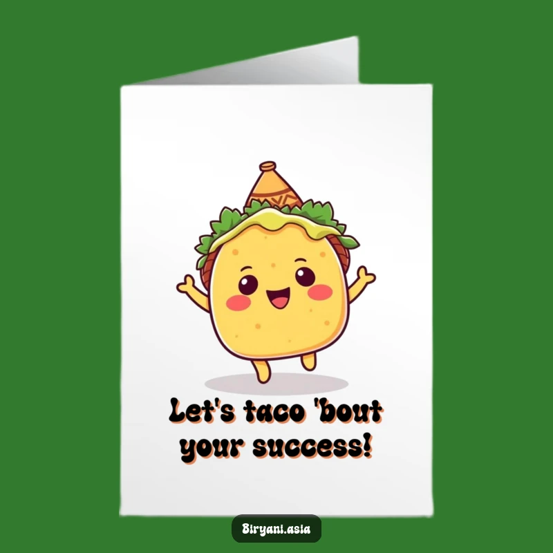 Free Printable Congrats Card: Bouncing Taco Funny Downloadable Gift for Celebrating Success