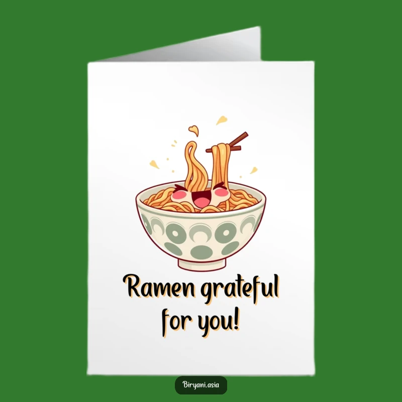Free Printable Thank You Card: Juggling Ramen Funny Downloadable Gift for Delicious Gratitude