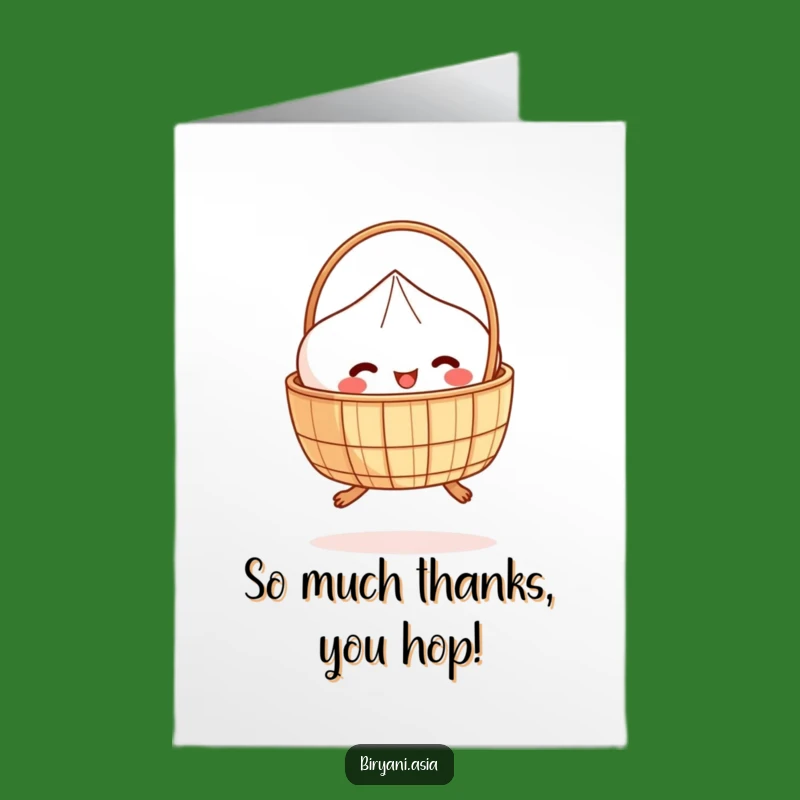 Free Printable Thank You Card: Hopping Dim Sum Funny Downloadable Gift for Sweet Thanks