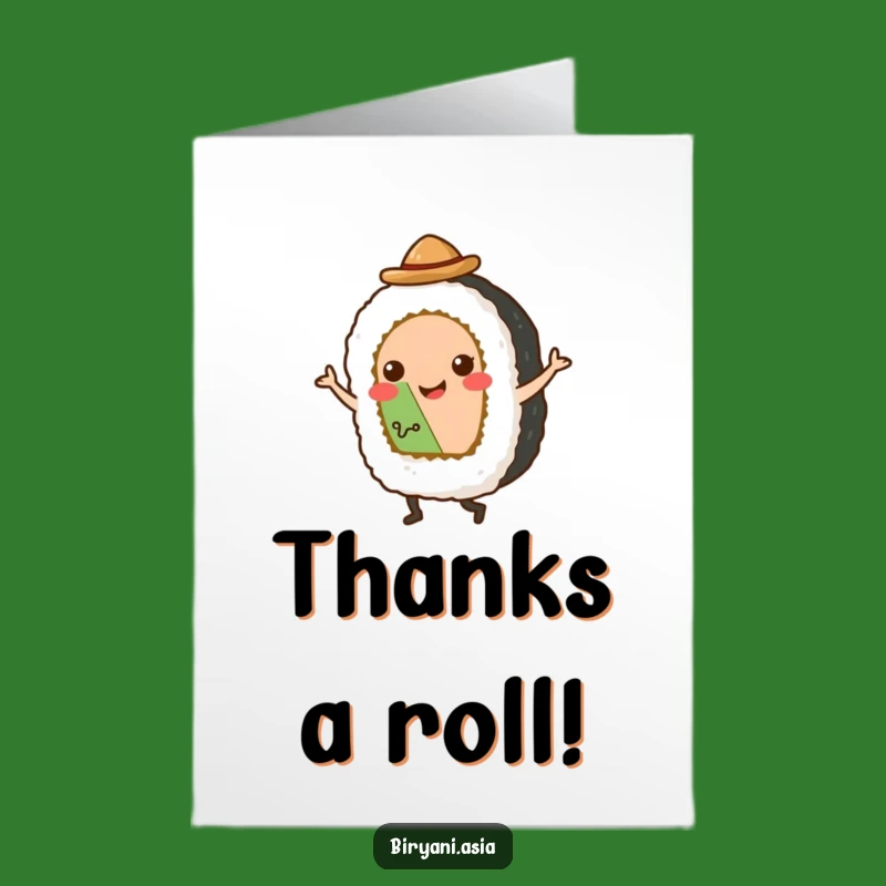 Free Printable Thank You Card: Sushi Roll Tap Dance Funny Downloadable Gift for Expressing Gratitude