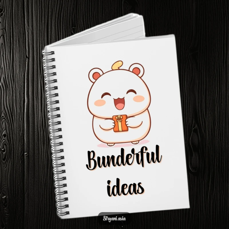 Funny Bao Bun Gift Notebook showing a joyful bao bun character offering a tiny gift, perfect for jotting down kind thoughts.