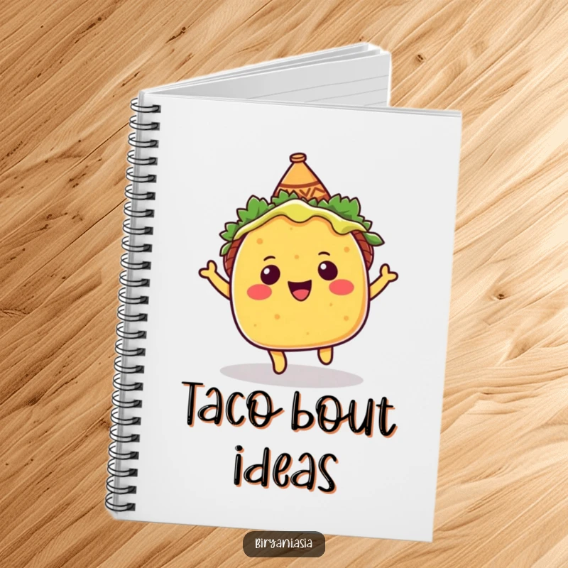 Funny Notebook: A smiling taco in a small sombrero, bouncing joyfully, ready to capture your thoughts.